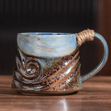 claridel Ocean-Inspired Spiral Coffee Cups with Rope Handle
